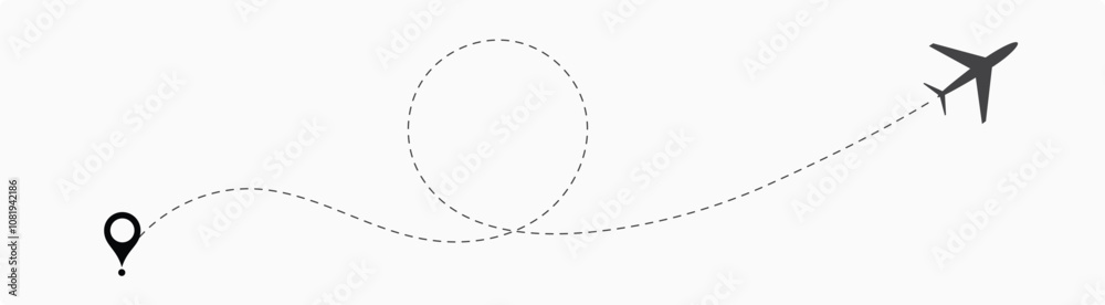 Airplane line path vector icon set of air plane flight route with start point and dash line trace. Plane vector icon and dotted line airplane path14 Airplane line path vector icon set of air plane flight route with start point and dash line trace. Plane vector icon and dotted line airplane path14