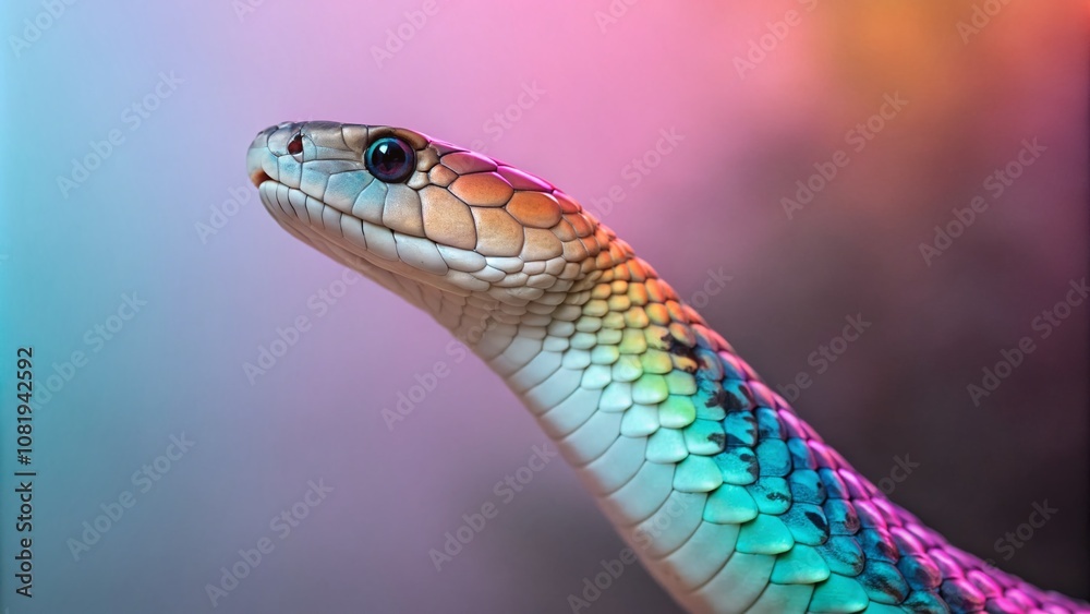 Stunning Abstract Snake with Luminous Neon Scales in Left Position and Ample Copy Space, Perfect for Artistic and Modern Designs, Evoking a Sense of Mystery and Beauty Stunning Abstract Snake with Luminous Neon Scales in Left Position and Ample Copy Space, Perfect for Artistic and Modern Designs, Evoking a Sense of Mystery and Beauty