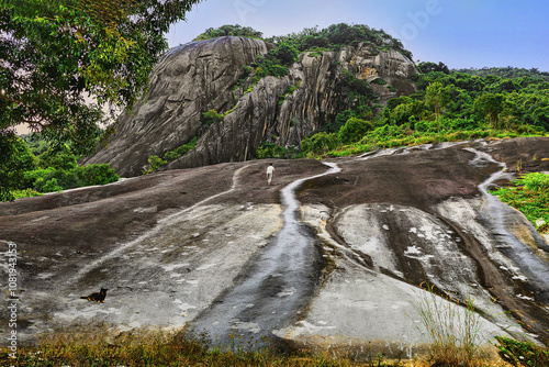 Large stone mallet shaped like a small elephant on To mountain photo