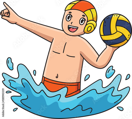 Water Polo Player Ready to Pass the Ball Clipart photo