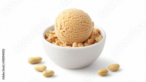 Creamy Peanut Scoop in a White Bowl