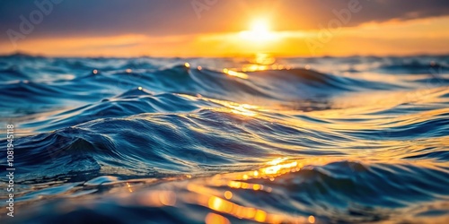 Close-up of sunlight reflecting on ocean waves