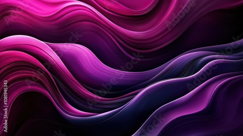 Abstract Purple and Pink Waves Flowing Dynamically Across a Dark Background, Creating a Sensual and Elegant Digital Art Illustration