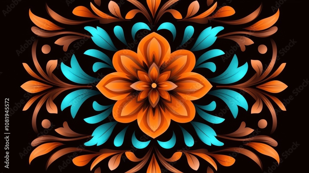 Vibrant floral design persian carpet inspiration digital art elegant style Vibrant floral design persian carpet inspiration digital art elegant style