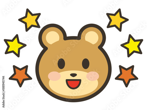 笑顔のかわいいくまさんと星のイラスト