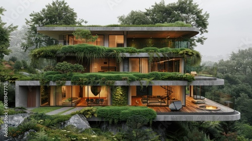 Modern residential building with eco-friendly design elements