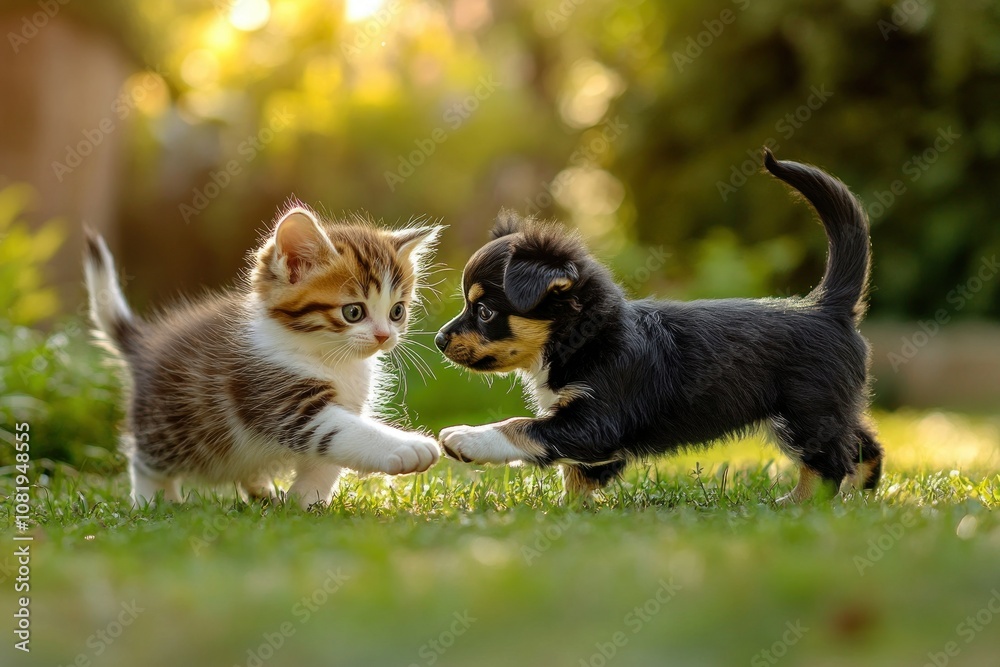 Obraz premium cat and puppy