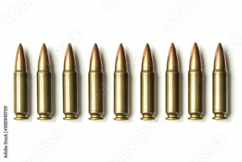 Eight bullet casings in a row.