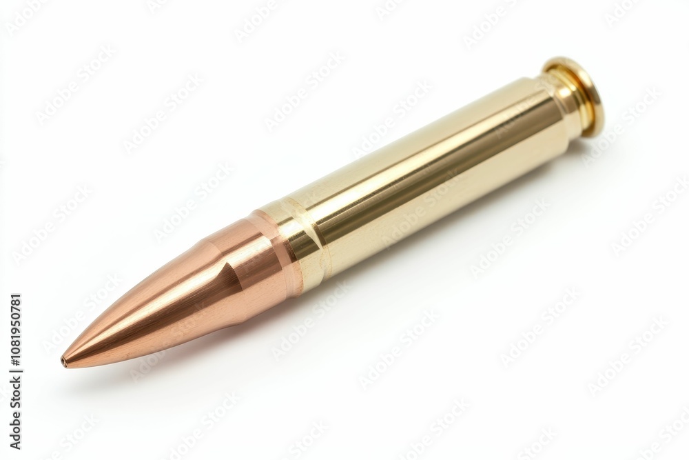 A gold bullet on white background. A gold bullet on white background.