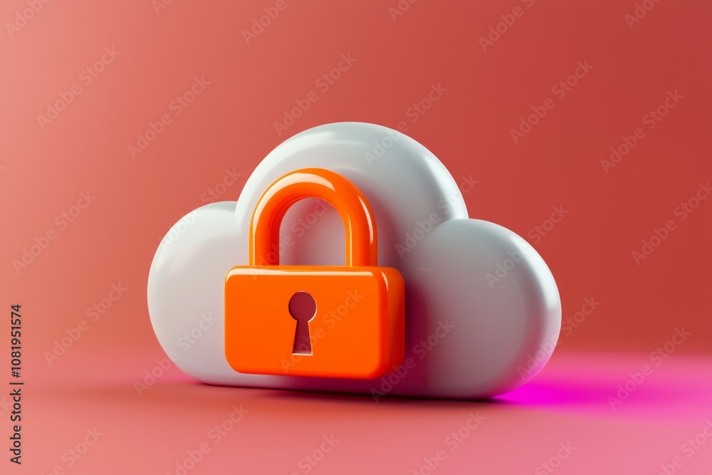 Cloud Storage with a Padlock Symbol: Minimalistic cloud icon with a padlock, symbolizing secure data storage, designed in a clean, tech-friendly style. Cloud Storage with a Padlock Symbol: Minimalistic cloud icon with a padlock, symbolizing secure data storage, designed in a clean, tech-friendly style.