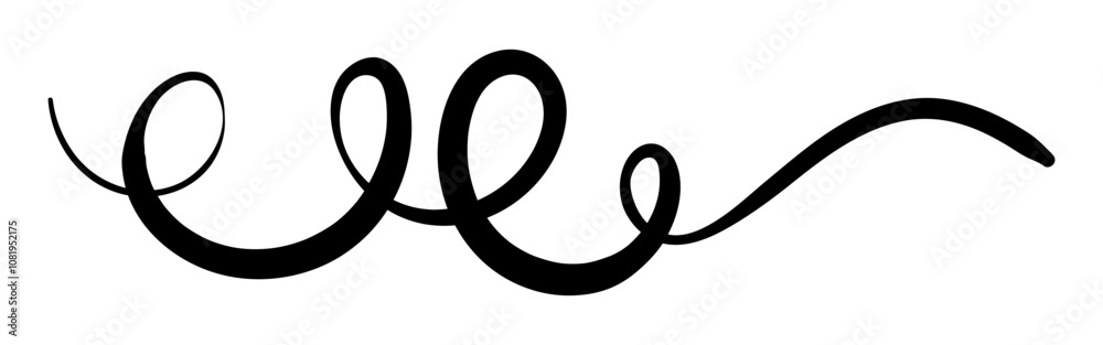 Vector hand drawn curly line on transparent background Vector hand drawn curly line on transparent background