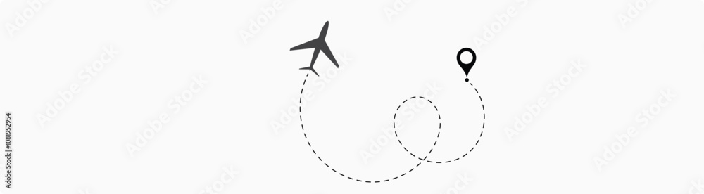 airplane travel straight and dotted path airplane travel straight and dotted path