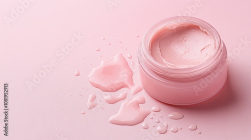 Luxurious night cream application soft grad background product photography studio setting close-up perspective skincare concept