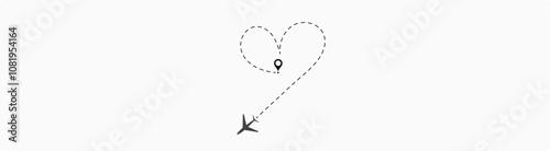 air plane reach in the destination. air plane route. airplane location. destination. reach. landing. dotted line.