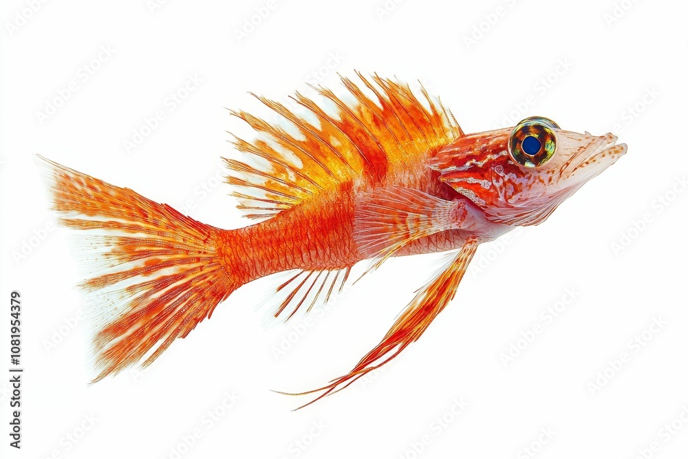 Fototapeta premium Red fish with spiky fins isolated on white.