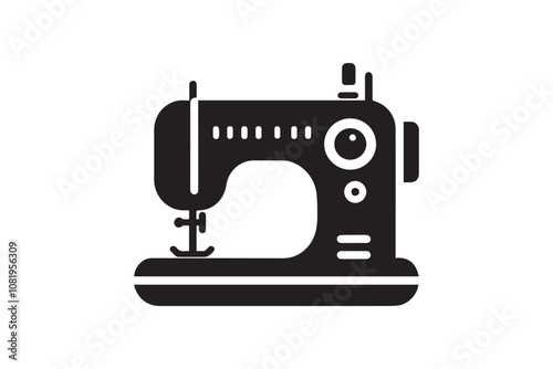 sewing machine vector silhouette isolated in white background