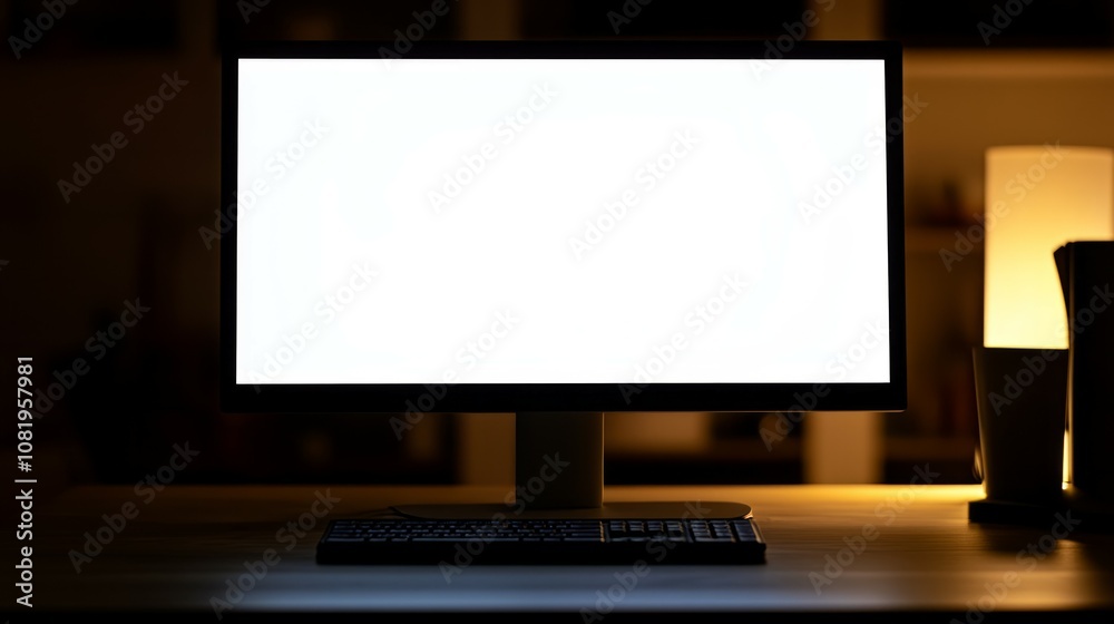 Laptop with white blank screen isolated on white background, white aluminium body