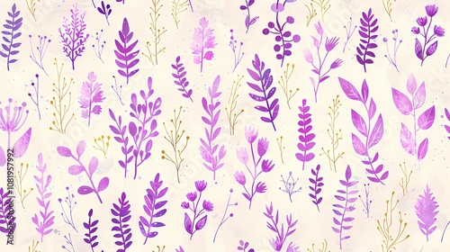 Retro purple leaf plant pattern illustration poster background