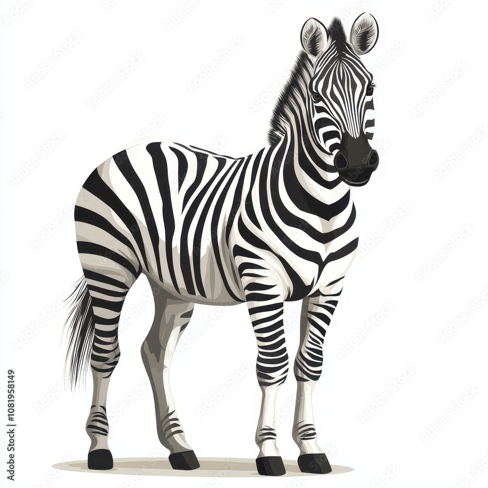 Stylish Zebra Illustration on White Background Stylish Zebra Illustration on White Background