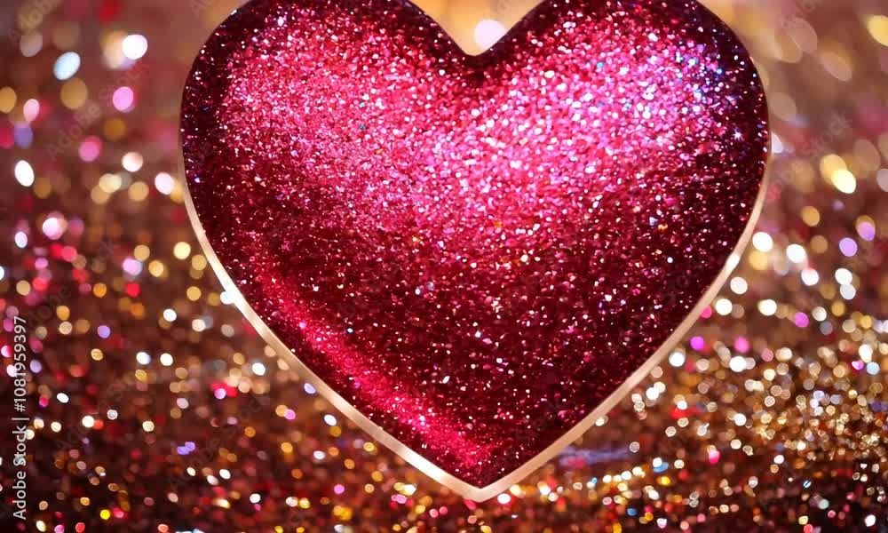 Sparkling red glitter heart on a vibrant, bokeh background, symbolizing love, romance, and celebration Sparkling red glitter heart on a vibrant, bokeh background, symbolizing love, romance, and celebration