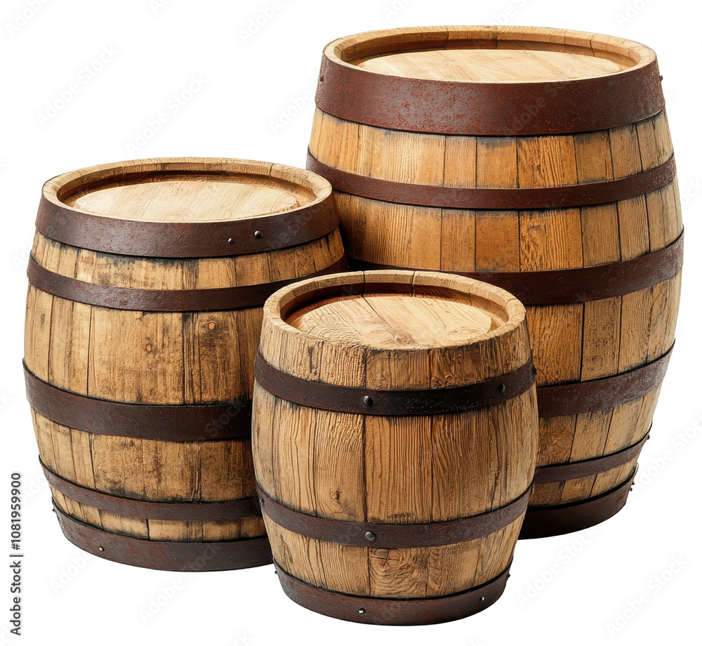 Fototapeta premium wooden barrel isolated on transparent background