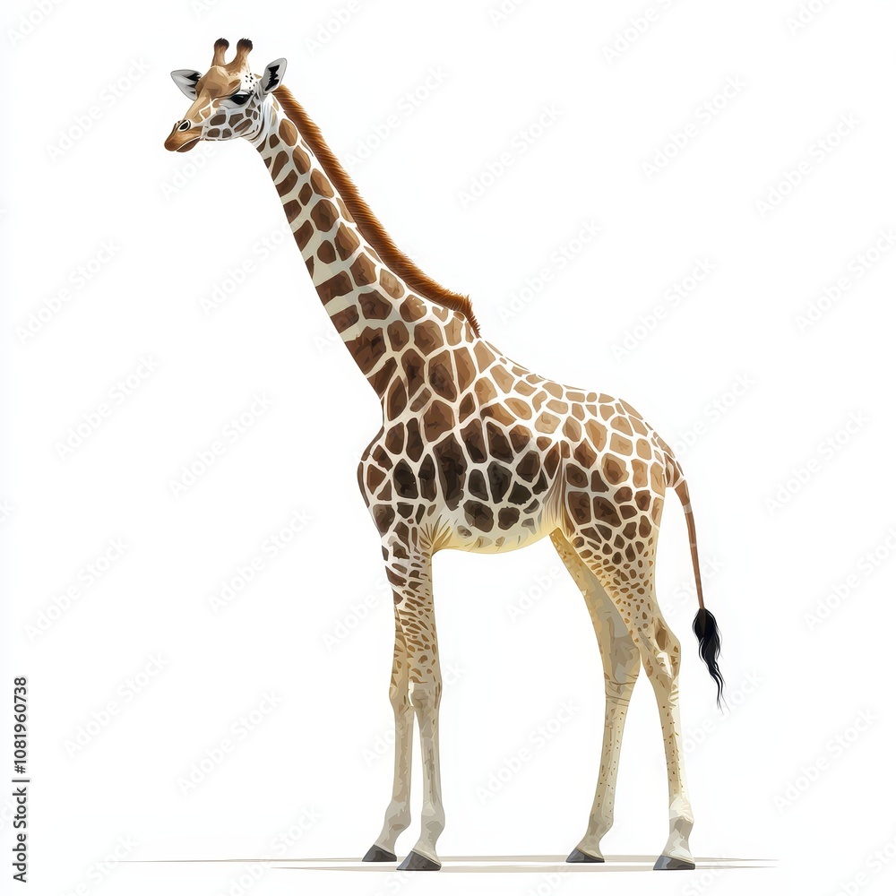 Fototapeta premium Elegant Giraffe Standing in Minimalistic Style