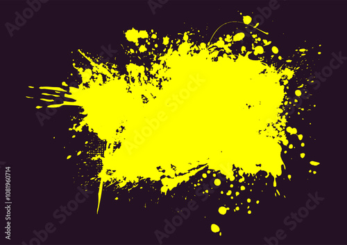 Abstract background with a hand painted yellow grunge splatter design