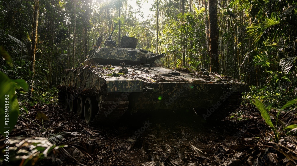 Abandoned Tank in Lush Jungle Environment Abandoned Tank in Lush Jungle Environment
