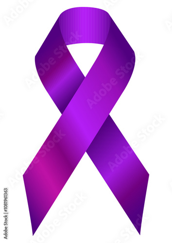 Realistic Awareness Purple ribbon. World International Women's Day, Animal Abuse, Crohn’s Disease, Alzheimer’s, Anti-Violence Day concept. 3d tape EPS 10. Design Template for poster, Website Magazine