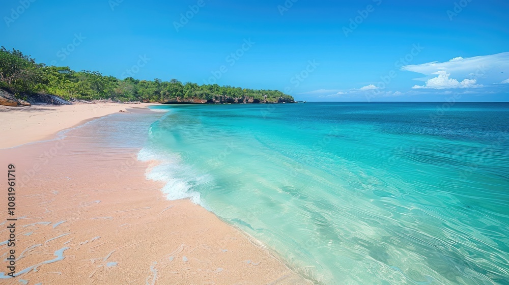 Obraz premium Pristine beach with crystal-clear turquoise waters