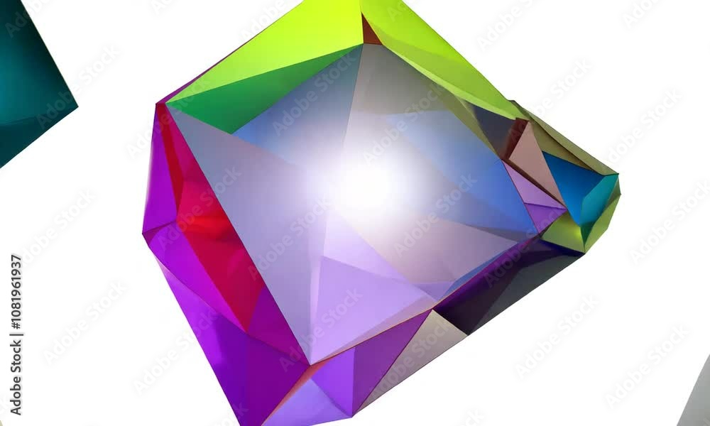 Colorful abstract geometric shapes in vibrant hues, creating a playful and dynamic arrangement on a white background Colorful abstract geometric shapes in vibrant hues, creating a playful and dynamic arrangement on a white background