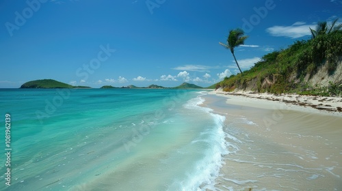 Fototapeta Naklejka Na Ścianę i Meble -  Pristine beach with crystal-clear turquoise waters
