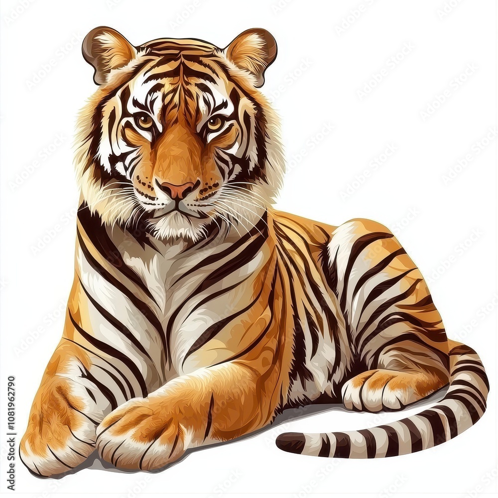 Fototapeta premium Majestic Tiger in Vibrant Illustration