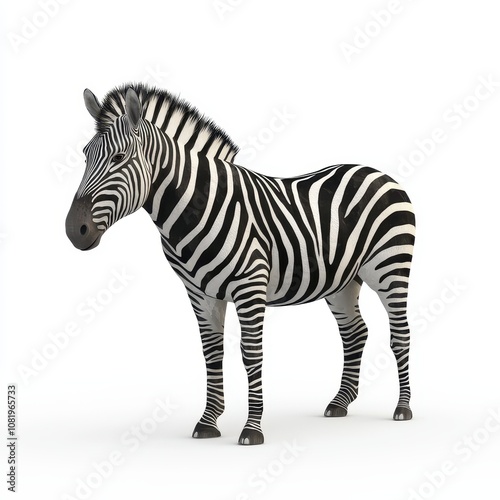 Realistic Zebra with Striking Black and White Stripes