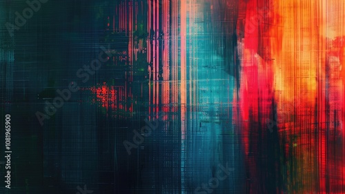 赤と青のラインの油絵背景_1