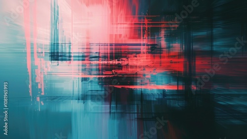 赤と青のラインの油絵背景_4