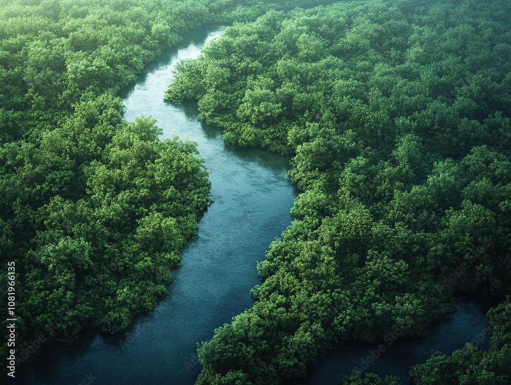 Aerial view of a winding river flowing through lush greenery, showcasing the beauty of nature and tranquil landscapes. Aerial view of a winding river flowing through lush greenery, showcasing the beauty of nature and tranquil landscapes.