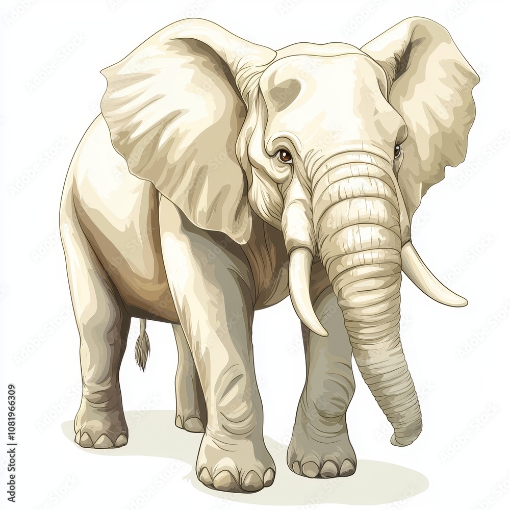 Elegant White Elephant Illustration for Creative Projects Elegant White Elephant Illustration for Creative Projects