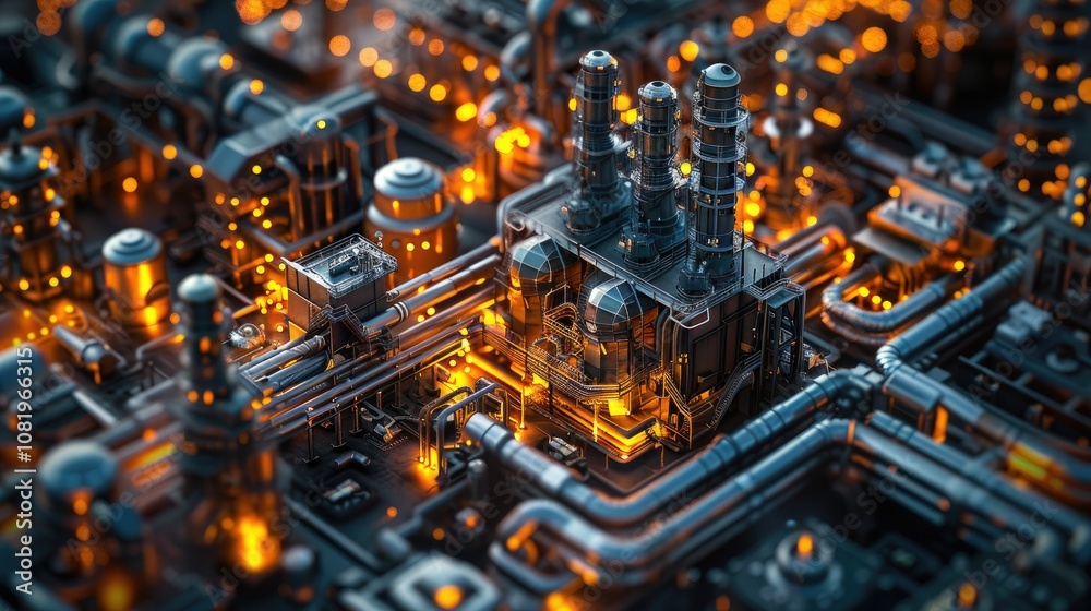 Render of a modern industrial facility with high efficiency Render of a modern industrial facility with high efficiency