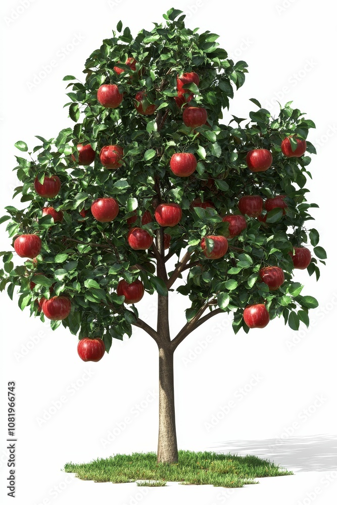 Apple tree with red apples and green leaves. Apple tree with red apples and green leaves.