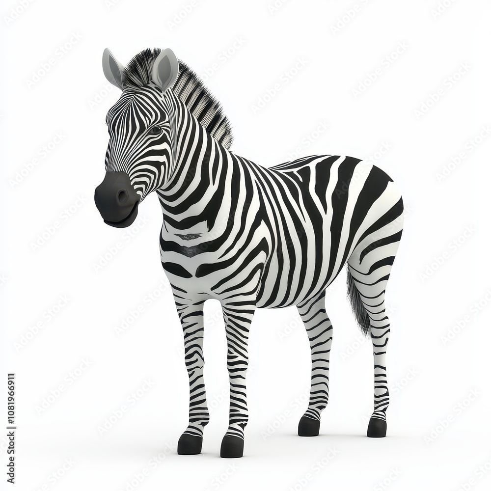 Obraz premium Realistic Zebra Illustration on White Background