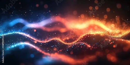 Colorful Abstract Waves of Light and Sparkles