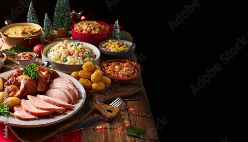 Finnish Christmas bread (joululimppu) with a spiced aroma, served with butter and cheese photo