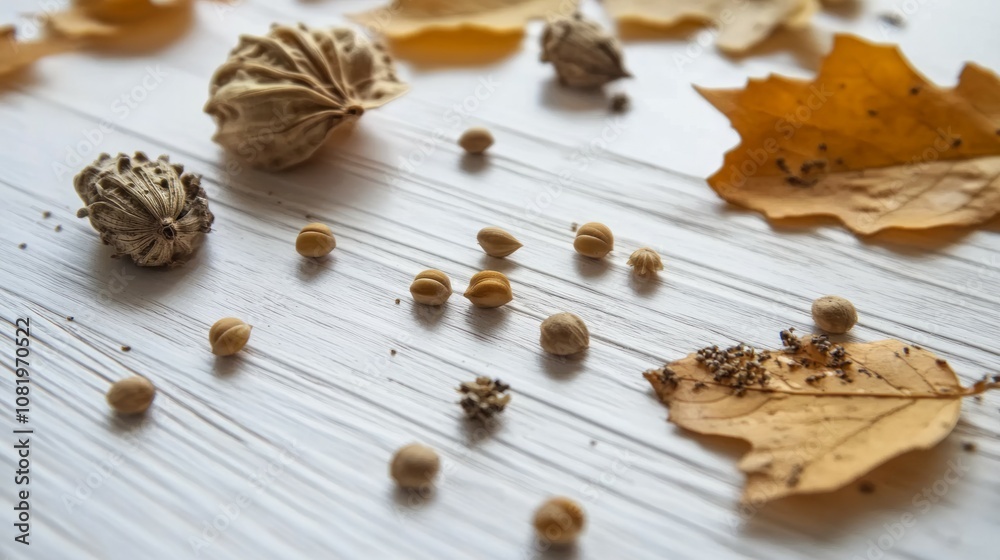 Fall composition with white horizontal space for copy Fall composition with white horizontal space for copy