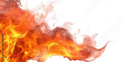 fire flame on white background, red fire on white