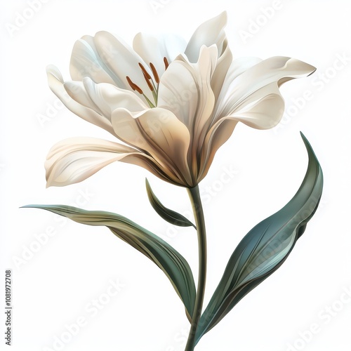 Elegant White Flower on a Smooth Background