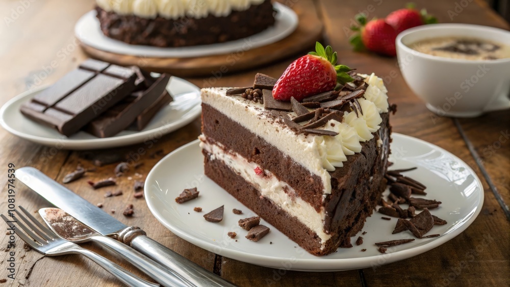 chocolate cake and coffee