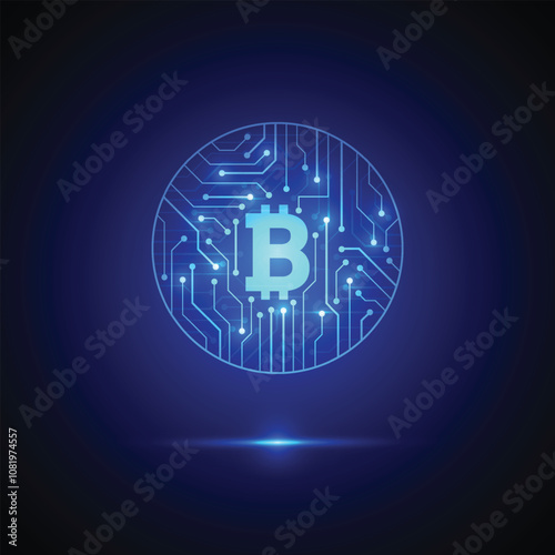 Wallpaper Mural Bitcoin cryptocurrency digital technology on circuit board design. Vector illustration Torontodigital.ca