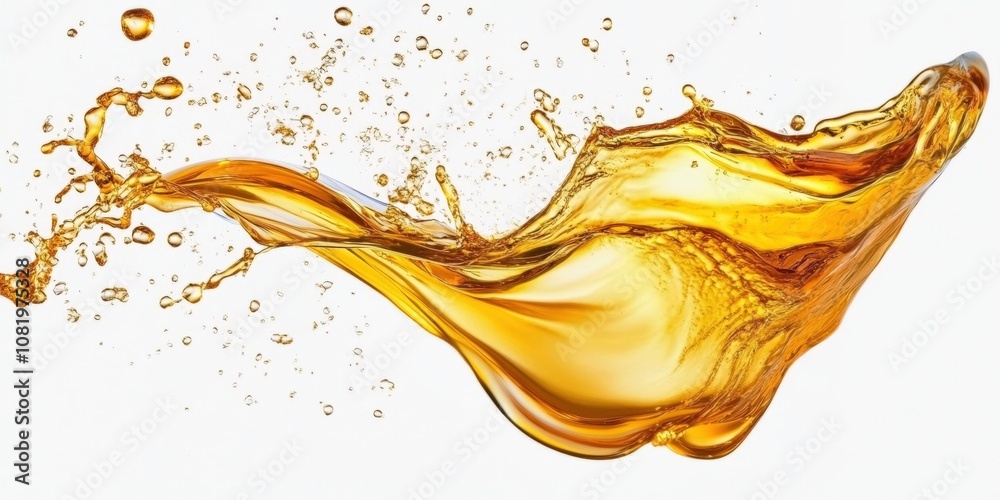 Fototapeta premium golden oil splashes on white background