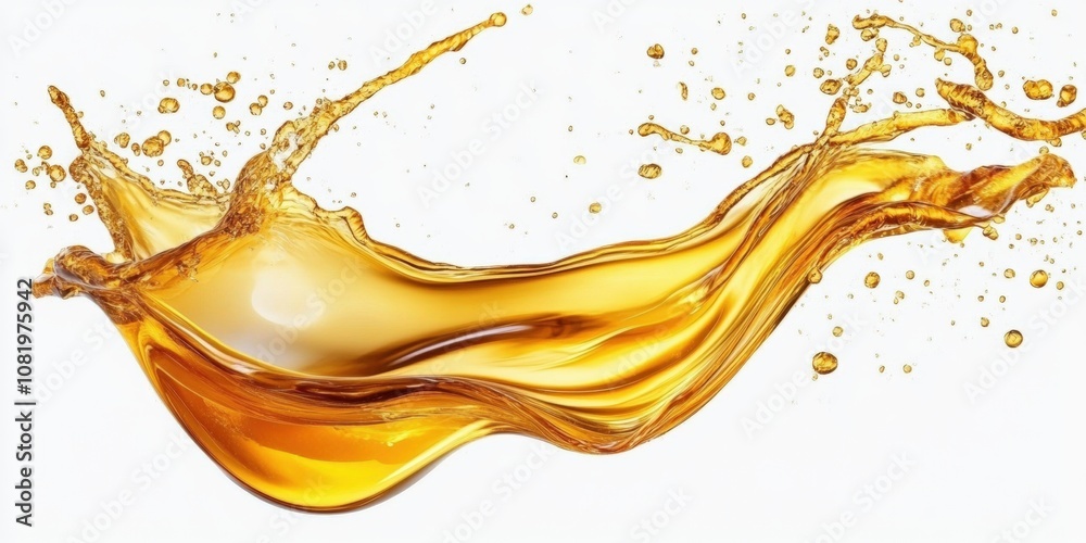 Fototapeta premium golden oil splashes on white background